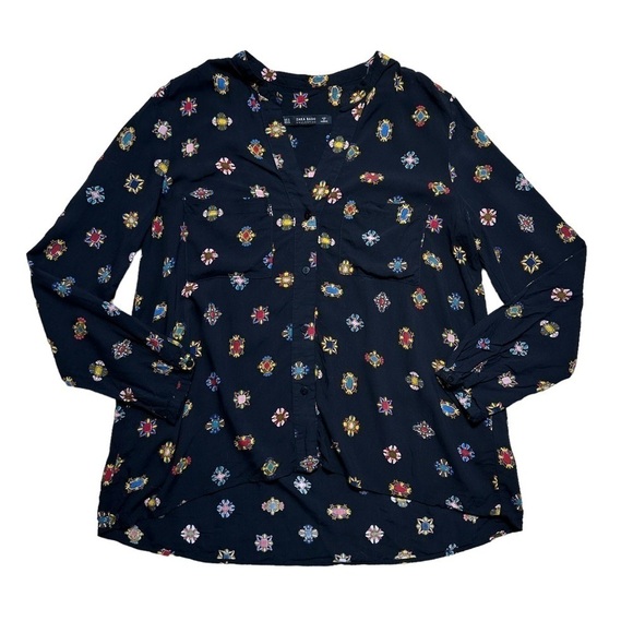 Zara Basic Button Down Black Long Sleeve Blouse US Medium - Picture 2 of 9